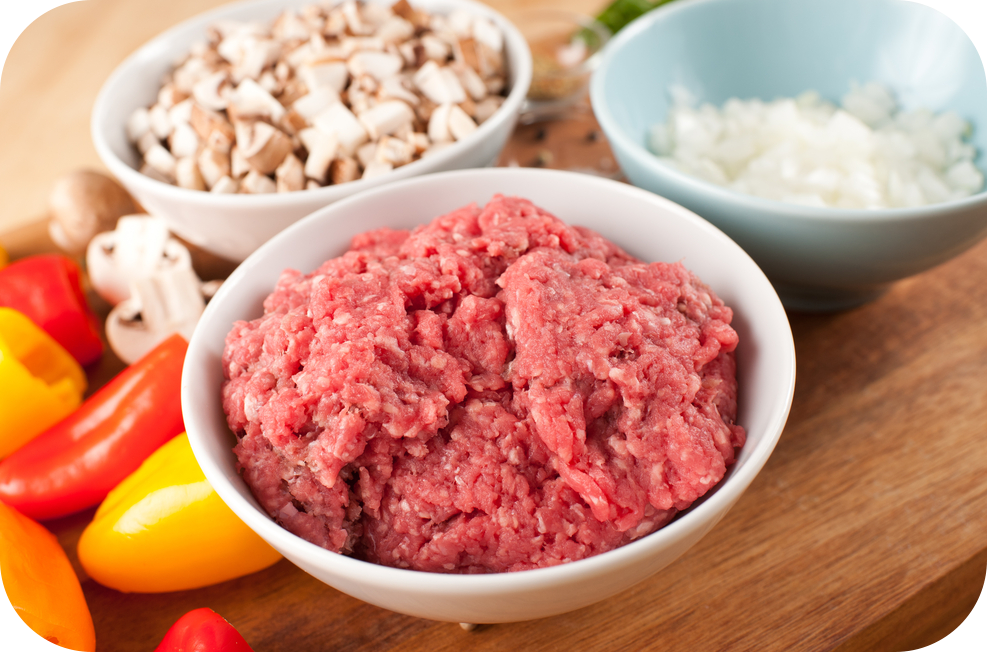 Raw Ground Beef Bowl 
